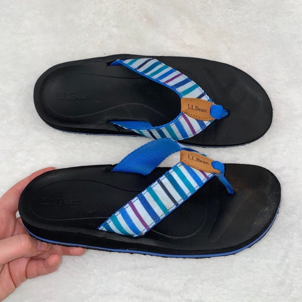 L.L bean Maine Isle Flip flop with woven print size 8 medium